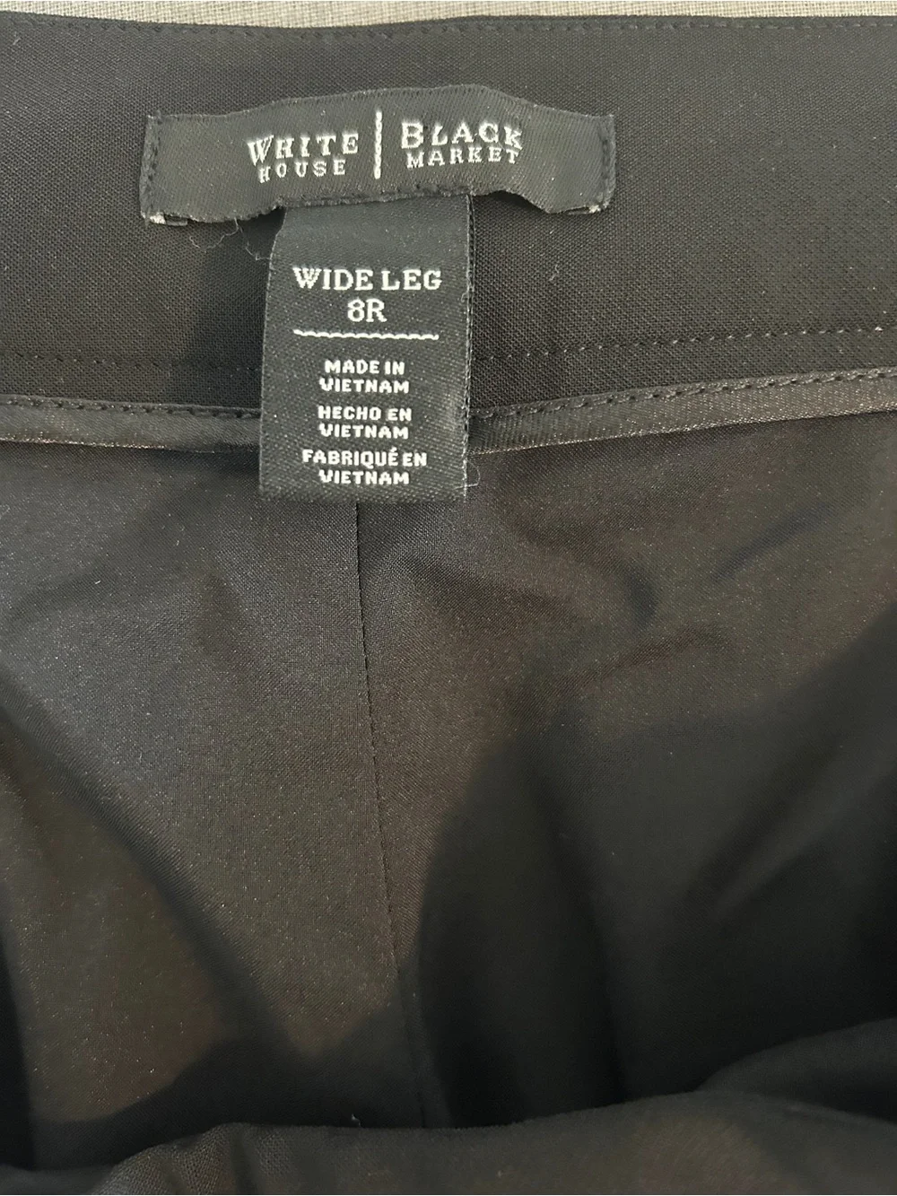 White House Black Market Women’s 8R Black Wide Leg Dress Pants Stretch Career